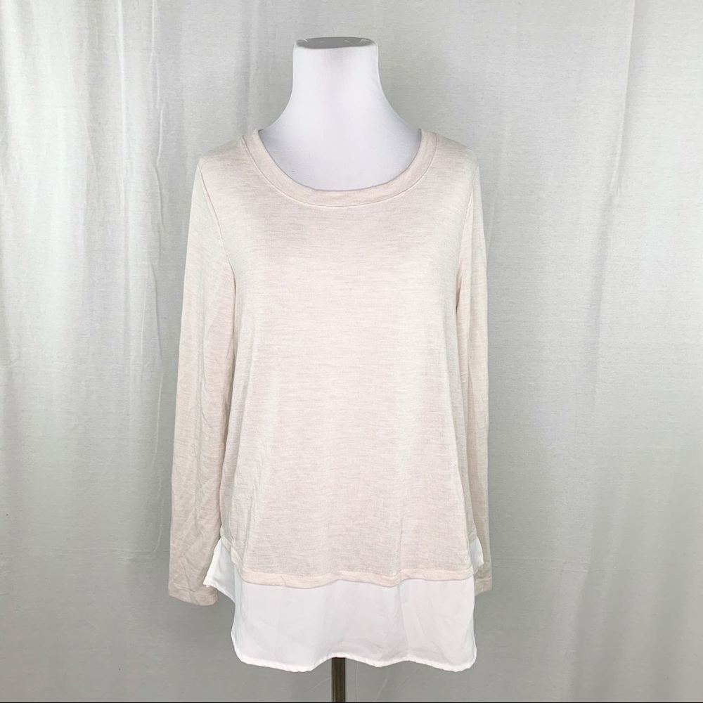 Old Navy long sleeve cream faux layered top